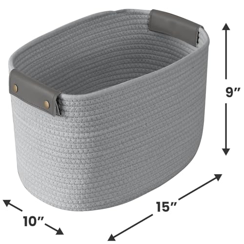 3 Pack Woven Cotton Rope Storage Basket, 15x10x9, Gray - color: Gray