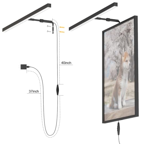 24" LED Picture Light Plug in, 9W Black Art Light - color: Black, size: 24 inch