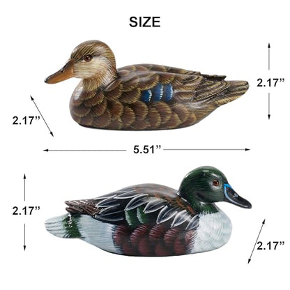 Hand-Painted Mallard Duck Sculpture Set, Realistic Artwork