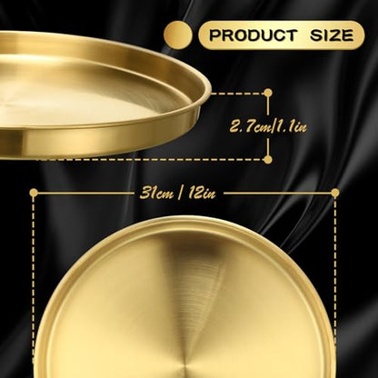 Thenshop 1 Pcs 12 Inch Gold Serving Tray Decorative - size: 12.2"