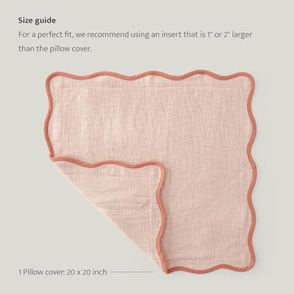 Double Stitch 100% Cotton Scalloped Throw Pillow Covers, Shell Pink - color: Shell Pink, size: 20" x 20" (Pack of 1)