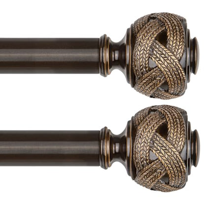 USFOOK 2 Pack Curtain Rods for Windows 48 to 84 Inch, Bronze, Leaf Finials - color: Bronze, size: 32-58"(2 pack)