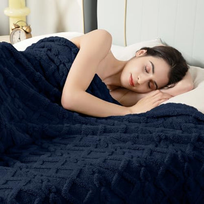 Aganear Fleece Throw Blanket for Couch Sofa 60"x80" Navy - color: Navy, size: Twin(60×80in)