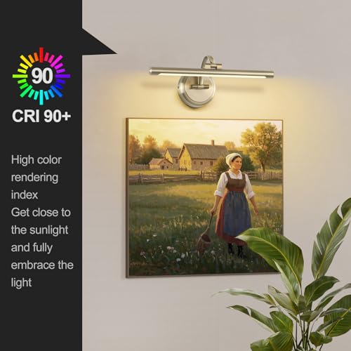 Tassuowell Antique Bronze Picture Light for Wall,Dimmable Painting Light,16 Inch Hardwired Picture Frame Lights,9W 3000K Warm White,Art Lighting Display Lamps,Rotatable Full Metal Gallery Light - color: Antique Bronze(Hardwired), size: 15.75 inch Dimmable