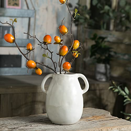 Tanvecle White Ceramic Vase with Handles, 7" Modern Farmhouse Decor - color: White