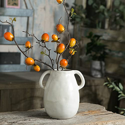 Tanvecle White Ceramic Vase with Handles, 7" Modern Farmhouse Decor - color: White