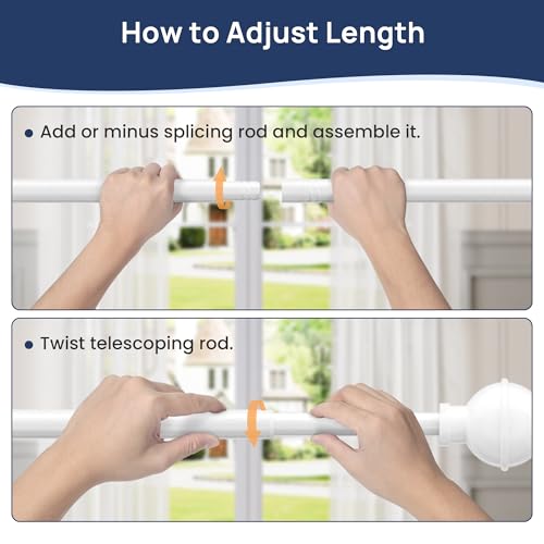 ENJOYBASICS 2 Pack 28-48" No Drill Curtain Rods, Renter Friendly, White - color: White, size: 27-52''
