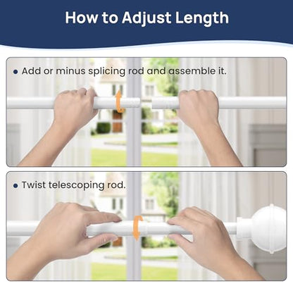 ENJOYBASICS 2 Pack 28-48" No Drill Curtain Rods, Renter Friendly, White - color: White, size: 27-52''
