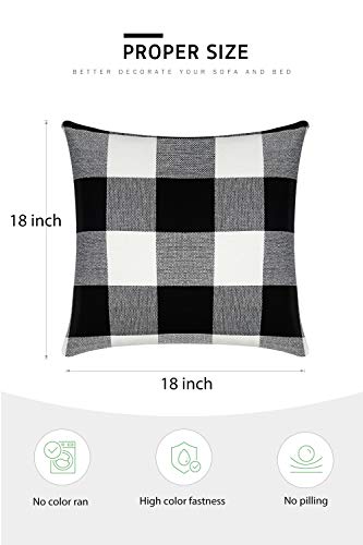 Syntus 2 Buffalo Check Throw Pillow Covers, 18" x 18" Outdoor Cushion Case