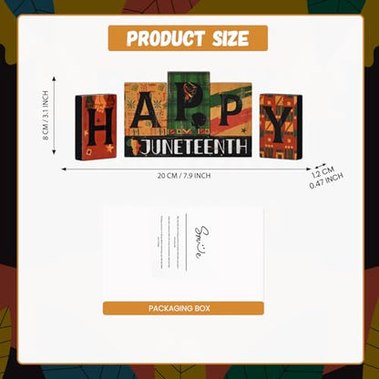Smile Juneteenth HAPPY Wooden Desktop Decor - 6 Piece African American Black Pride Table Signs - Home Office Shelf Accents - Black History Month Gifts for Men, Women - style: Letter Juneteenth