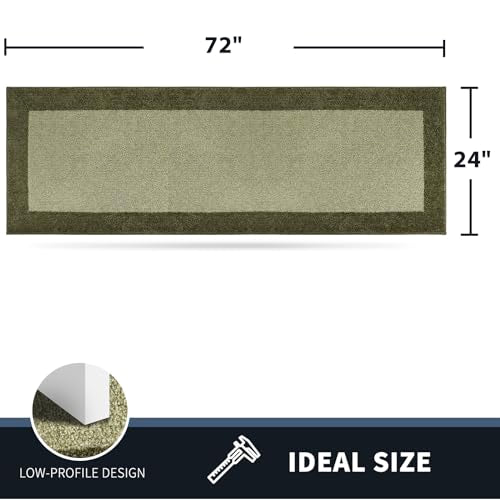 PURRUGS Hallway Runner Rug, 24" x 70", Budding Green & Sage Green - color: Budding Green & Sage Green, size: 24" X 70"