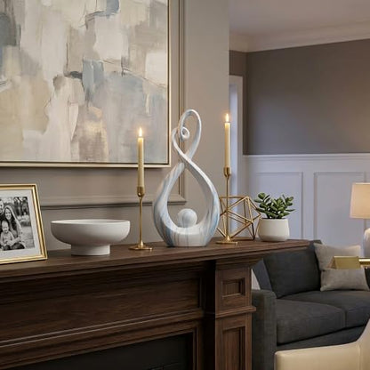 Ceramic Heart Sculpture Home Decor, Blue Modern Statue Shelf Table - color: Blue Marble 11447