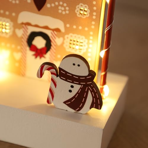 Christmas Tabletop Decoration, Wooden Lighted Decorations, Battery Operated Christmas Indoor Table Decorations (Candy Cane Lane & Giftbox) - style: Candy Cane Lane & Gift Box