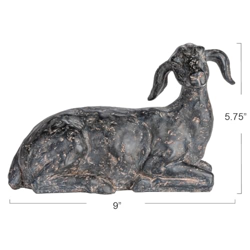 Creative Co-Op Resin Lying in Rest Goat Accent Décor with Cast Iron Finish, Black - size: 8-3/4"L x 4"W x 5-3/4"H