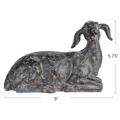 Creative Co-Op Resin Lying in Rest Goat Accent Décor with Cast Iron Finish, Black - size: 8-3/4"L x 4"W x 5-3/4"H