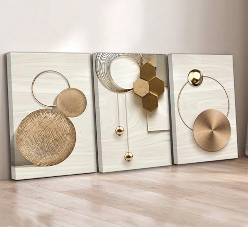 LAJDXSX 3 Pcs Abstract Gold Geometric Boho Canvas Wall Art 12x16in - color: Platinum Abstract-Canvas, size: 12x16 in
