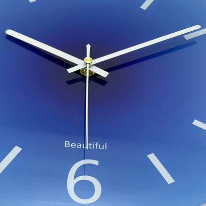 Tempered Glass Large Wall Clock, 14 Inch Decorative Clock - Blue - color: Blue