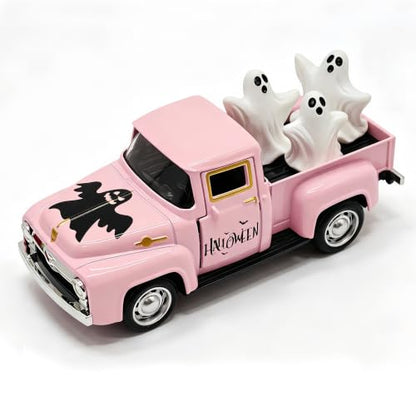 Pink Halloween Ghost Truck Decor with Spooky Cute Ghost Figurines - color: Halloween-pink