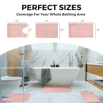 Light Pink Bathroom Rug Set 2 Piece Memory Foam Microfiber Bath Mat - color: Pink, size: 17 in x 24 in and 20 in x 32 in