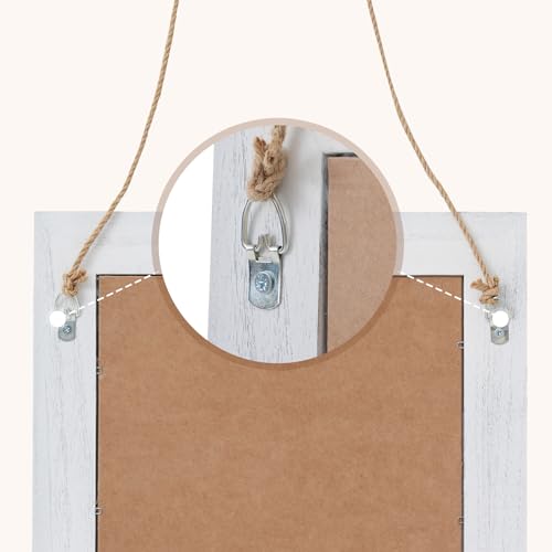 QDSSDECO 16" x 20" Farmhouse Rectangular Wall Mirror, White - color: White Without Shelf