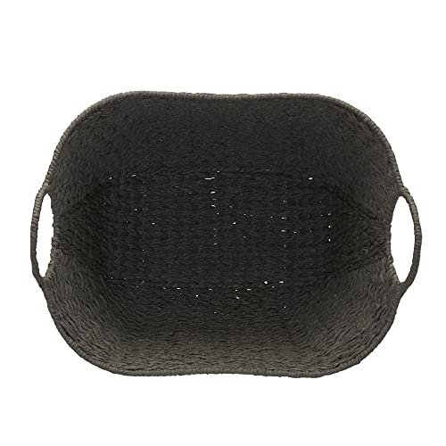 Household Essentials Handwoven Paper Rope Storage Basket with Metal Frame and Handles, Gray - color: Grey Paper Rope