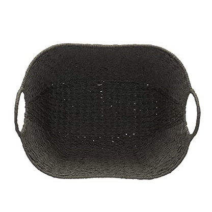 Household Essentials Handwoven Paper Rope Storage Basket with Metal Frame and Handles, Gray - color: Grey Paper Rope