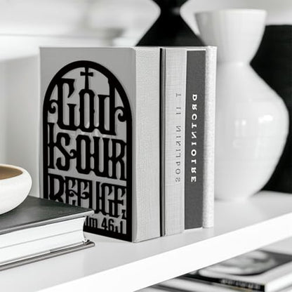Peacoblue 5.3"x4.3"x7.9" Metal Bookends, Heavy Duty Book Ends for Shelves - style: Bible