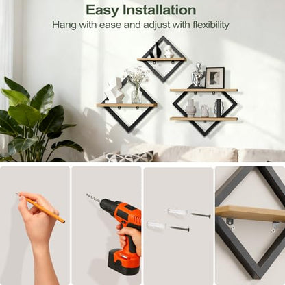 Set of 3 Floating Shelves for Wall, Hanging Wall Shelves Decor living Room