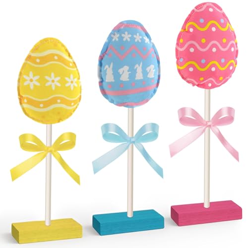 DECYOOL 3 Pcs Easter Egg Table Decor Easter Decorations for Home