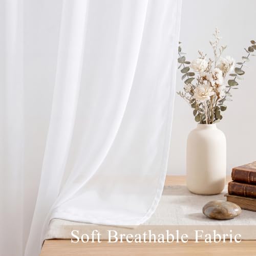 PONY DANCE 4 Panels White Sheer Curtains 84 Inches Long, W 42" x L 63" - color: White, size: 42"W x 84"L (Pack of 4)