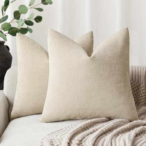Foindtower Solid Textured Chenille Throw Pillow Covers 16x16 Inch,Beige - color: Cement, size: 16" x 16" (Pack of 2)