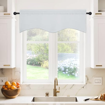 NICETOWN 2 Panels Greyish White Kitchen Valances for Windows, 42W x 18L - color: Greyish White, size: 42"W x 18"L (Pack of 2)