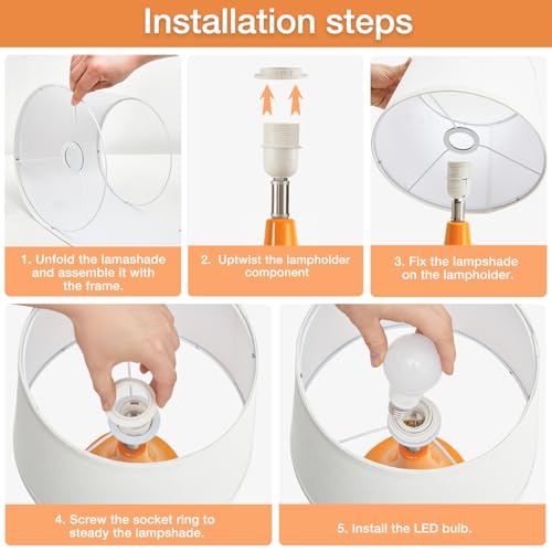 GyroVu 18" Table Lamp Set of 2, Ceramic Lamp Classic Beside Lamps Nightstand Lamp Modern Table Lamp for Living Room, Bedroom & Office Rocker Switch Orange-LED Bulbs Included - color: 18.63" Orange