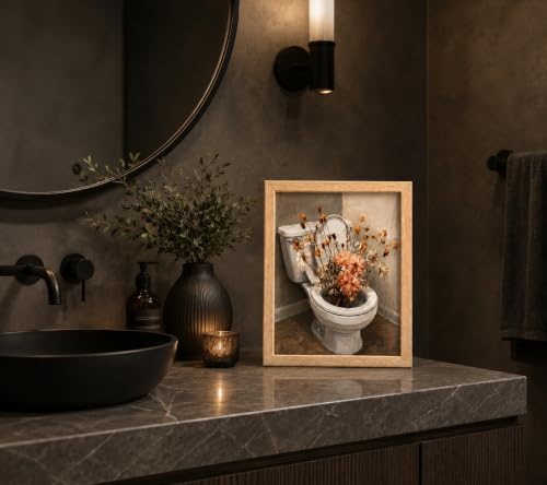 Framed Toilet Flower Canvas Wall Art Poster Prints 8×10In 1P Can Be Hung - color: bathroom-2, size: 8×10in