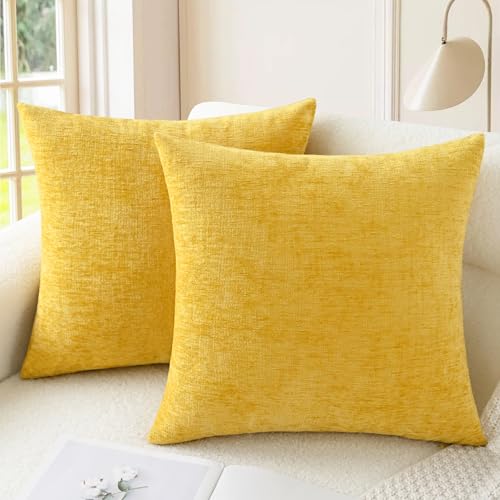 CaliTime Decorative Throw Pillow Covers 16 X 16 Inches Mustard Yellow - color: Mustard Yellow, size: 16" x 16" (Pack of 2)