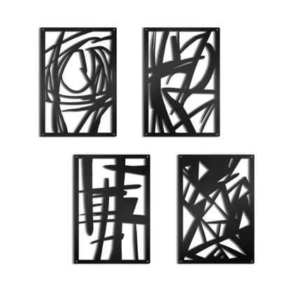 OYEFLY 4 Pack Abstract Metal Wall Art,Minimalist Art Decoration for Living Room Bedroom Bathroom Study (Black, 9.4 x 6.5inch) - size: 9.4 x 6.5inch