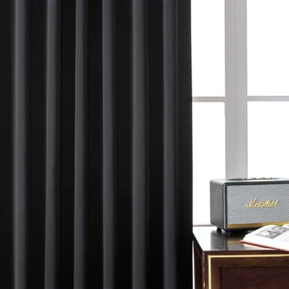 Joydeco Blackout Curtains 108 Inches Long, Thermal Insulated Black Out Curtains 2 Panels Set, Room Darkening Drapes for Living Room Window Rod Pocket Back Tab (W37 x L108 Inch, Black) - color: Black, size: 37"W x 108"L (Pack of 2)