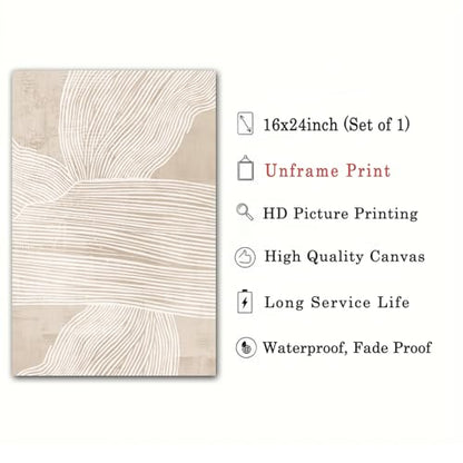 Vlolvfe Abstract Beige Canvas Wall Art Mid Century Modern Prints Neutral Line Art Beige Textured Abstract Picture Minimalist Line Canvas Painting Boho Prints for Living Room Deocr 16x24inch No Frame - color: Beige, White, Line
