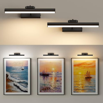Picture Light for Wall, 4000mAh, 13.8 Inch, 2 Pack, Black - color: Black