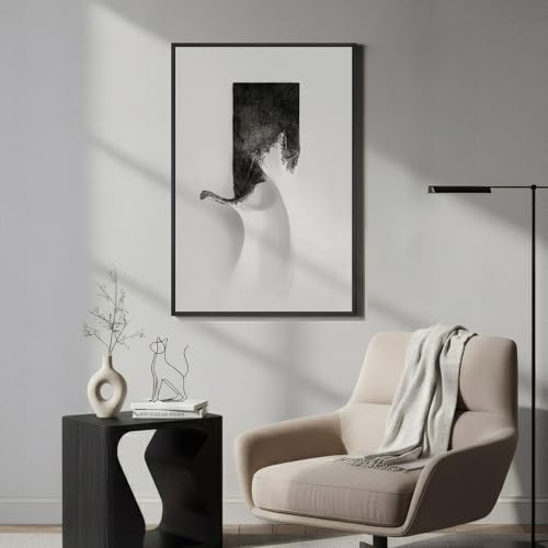 Framed Modern Black and White Abstract Wall Art, 1 Piece 24x36 In - color: Black White C