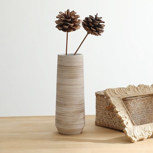 ALMA 9" White Flower Vase, Small Table Vase for Pampas Grass - color: Cylindrical-white-9''