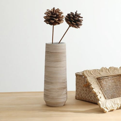 ALMA 9" White Flower Vase, Small Table Vase for Pampas Grass - color: Cylindrical-white-9''