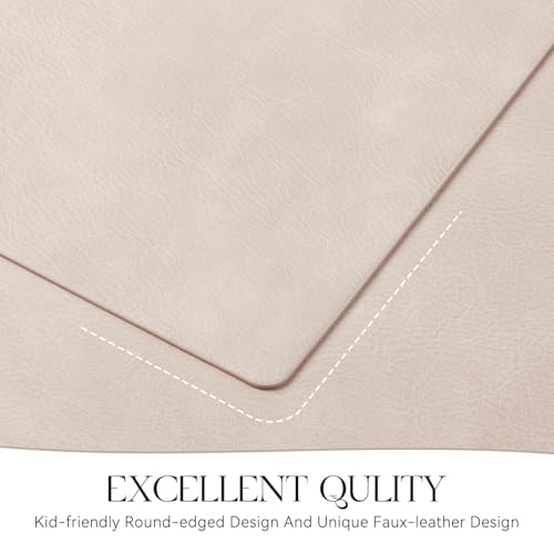 MOSAYT Vinyl Faux Leather Placemats, Set of 6, Beige - color: Beige