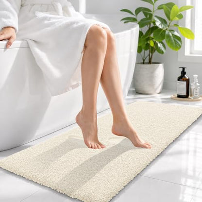 OLANLY Microfiber Bathroom Runner Rugs 47x17, Ultra Soft Bath Mat, White - color: White, size: 47" X 17"