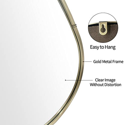 BAODANFU Wall Mirror Decorative Mirrors Mounted Decor Rain Tear Drop Shape Wall-Mounted Gold for Bedroom Living Room Entryway Bathroom Vanity(Gold, 1-Pack)