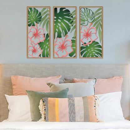 Resama Palm Leaves Metal Wall Decor 3 Pcs Tropical Wall Art - color: Fresh Style