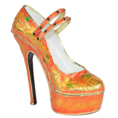 High-heeled Shoe Trinket Box Jewelry Box Hand Painted Decorative Box with Hinged Lid Ring Earring Holder Table Figurine Collectible - color: High-heeled Shoe