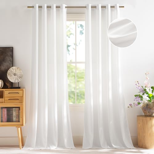NICETOWN Non See Through White Privacy Sheer Curtains 84 inches Long - color: White, size: 52"W x 84"L (Pack of 2)