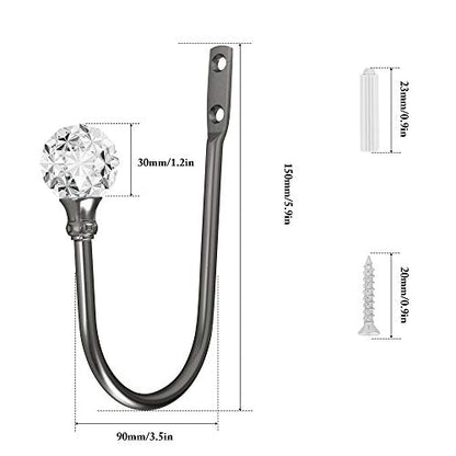Curtain Holdback, 4Pcs Wall Mounted Drapery Tiebacks, Matt Black - color: 4 Pcs, Black