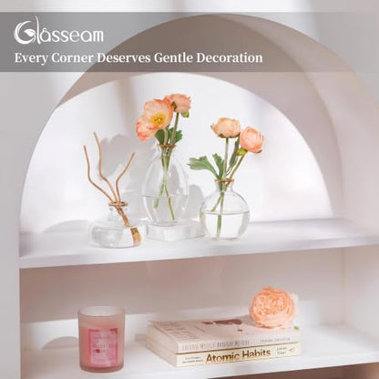 Glasseam Glass Bud Vase for Centerpieces: 12Pcs Clear Mini Small Vases Bulk - color: Gold Rim, size: 4 Sets